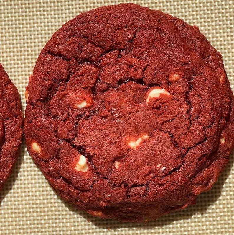 Red Velvet white chocolate chip cookies
