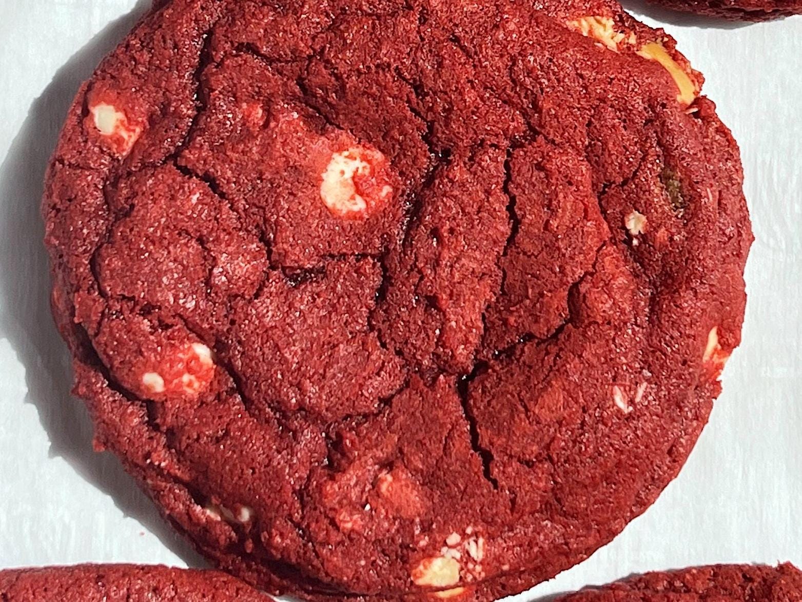 Red Velvet white chocolate chip cookies