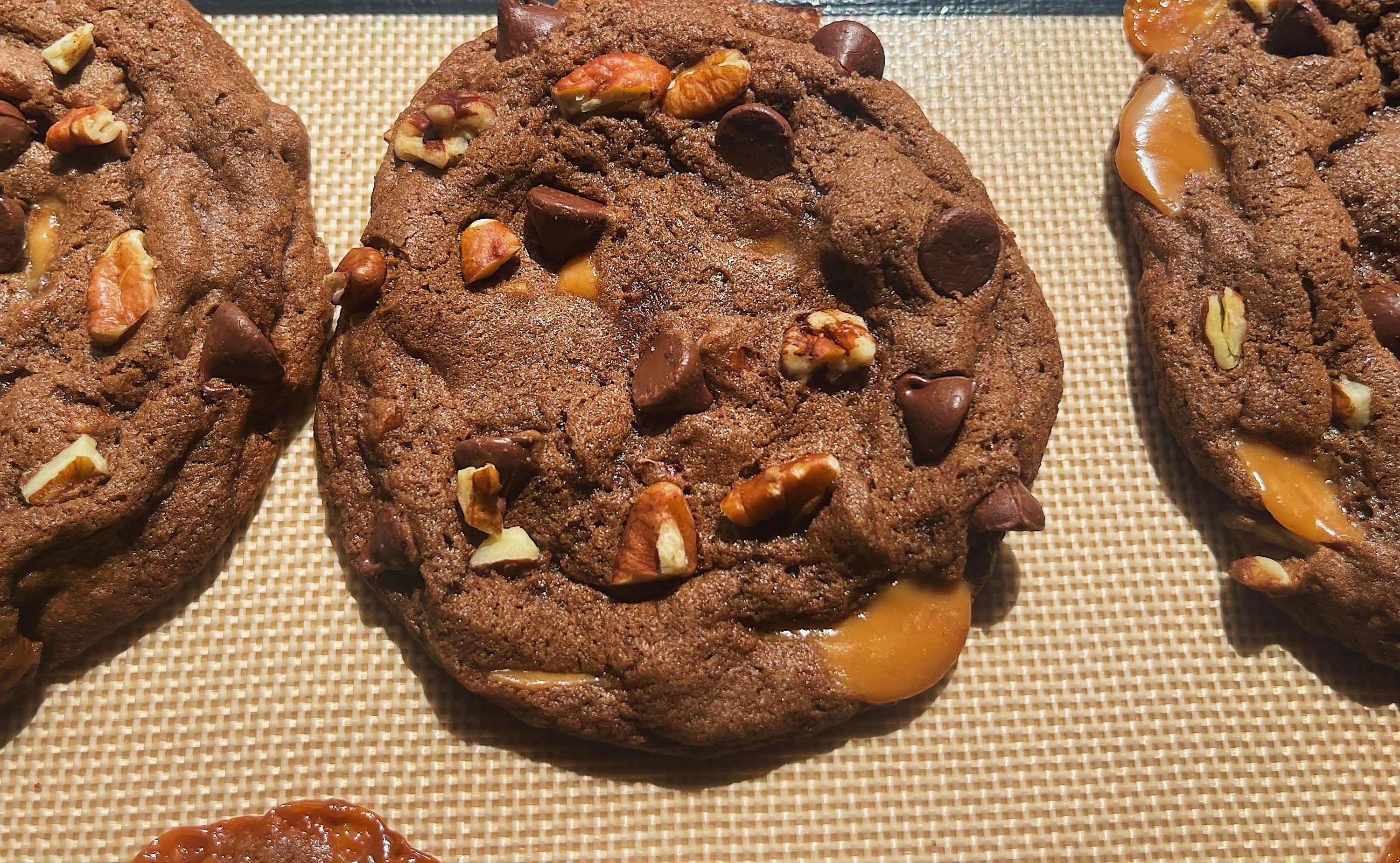 Chocolate Carmel Turtle Cookies