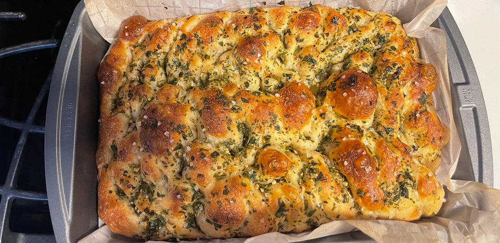 Chimichurri Focaccia Bread, Fresh Herbs