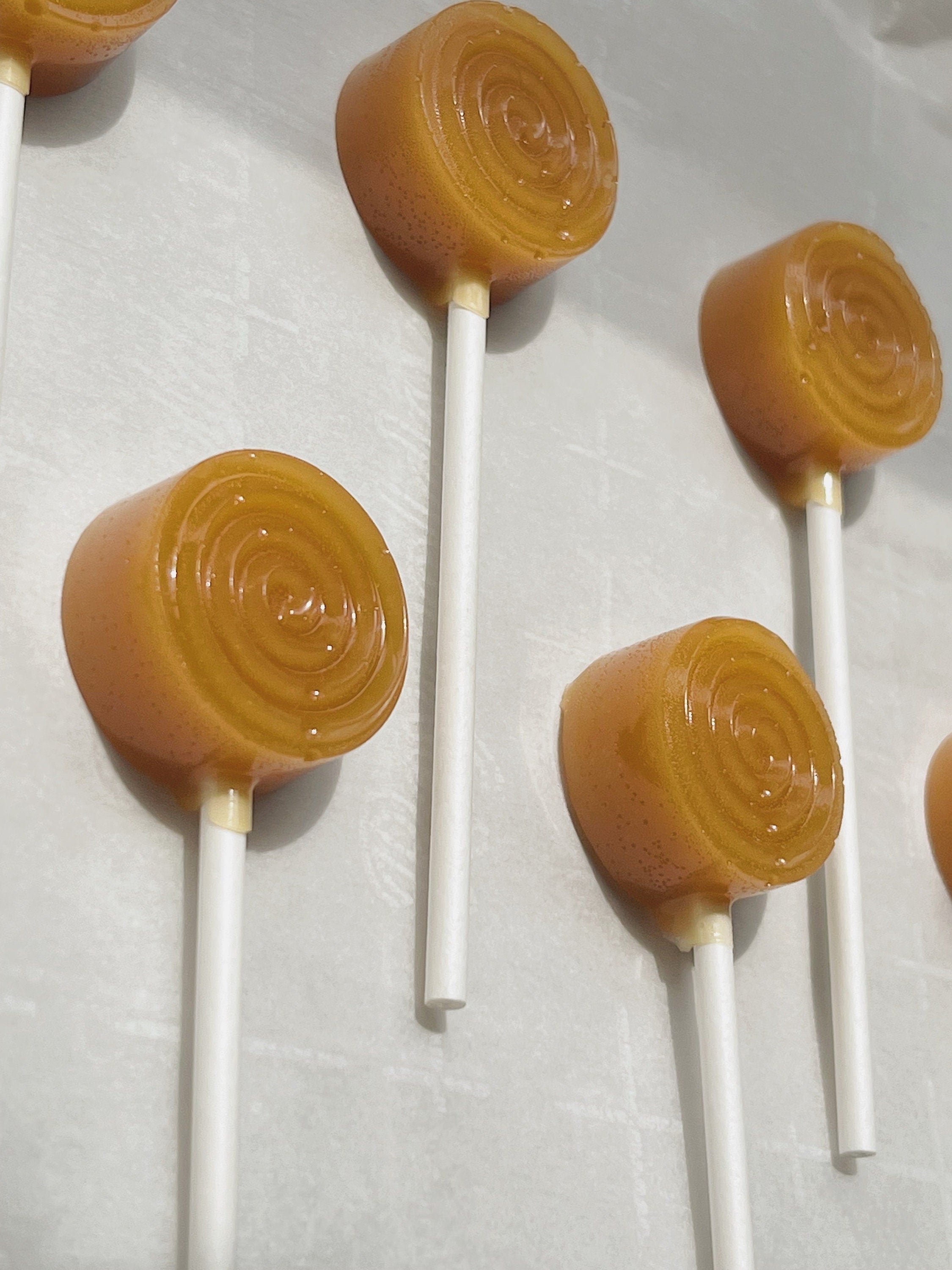 Old Fashioned Caramel Lollipops, Nostalgic Candy, Wedding Favors (Dozen)