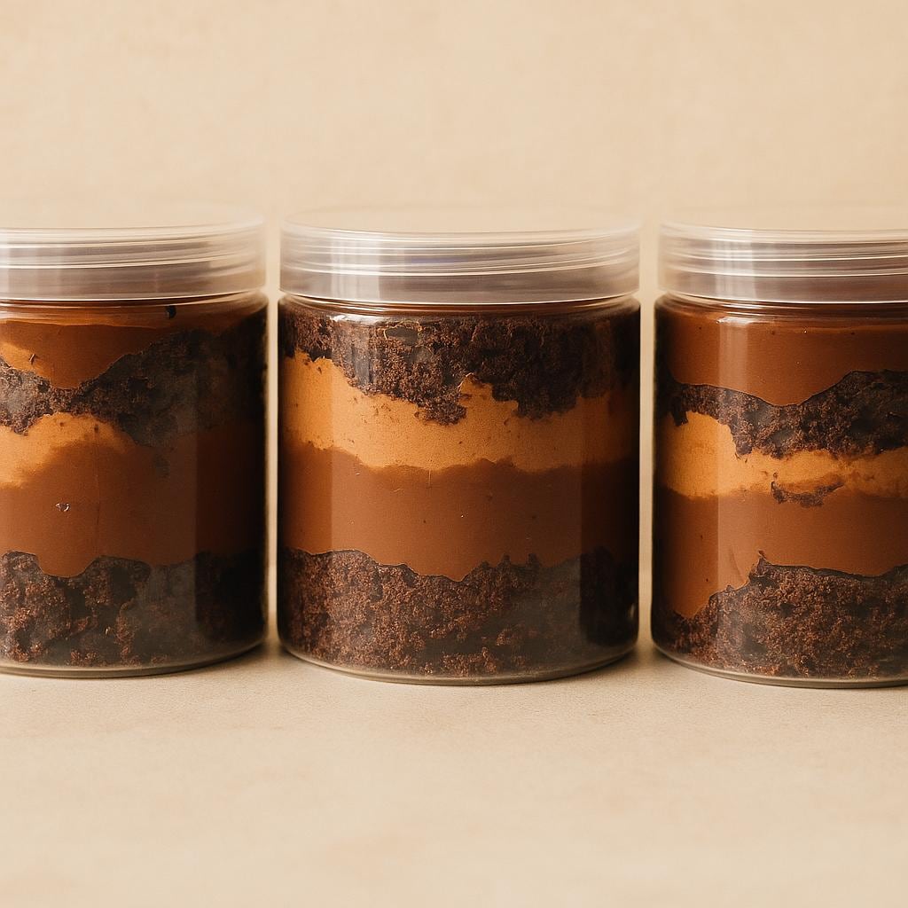 Triple Chocolate Mousse Cake Jars – Decadent Layered Chocolate Dessert Gift (4 Jars)