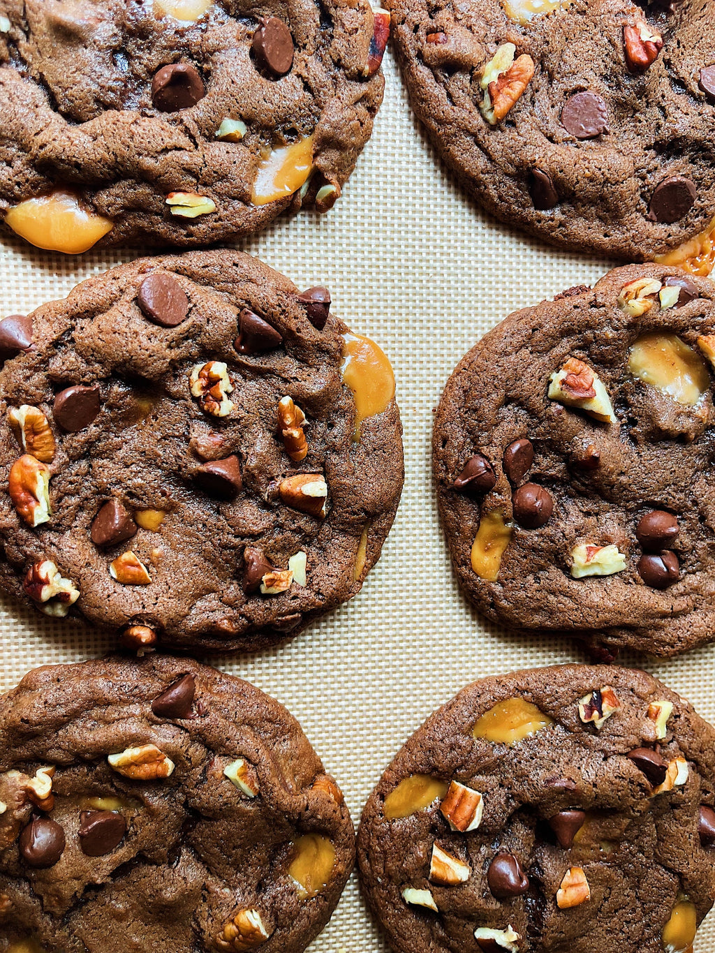 Chocolate Carmel Turtle Cookies