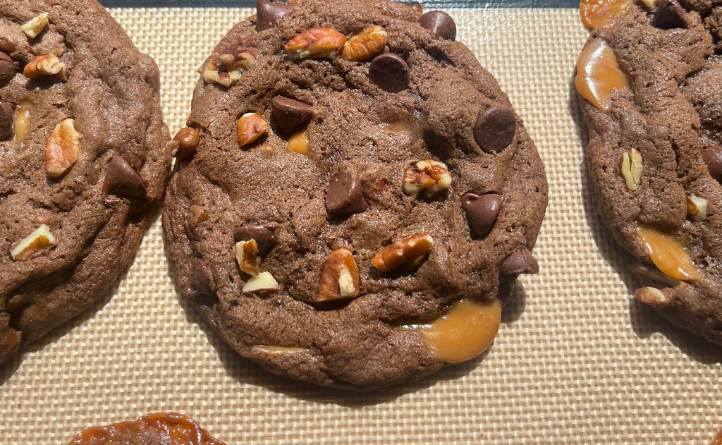 Chocolate Carmel Turtle Cookies