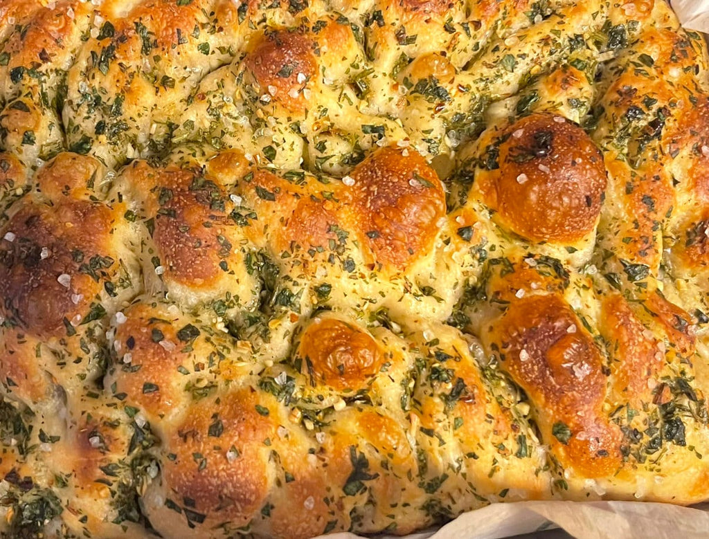 Chimichurri Focaccia Bread, Fresh Herbs