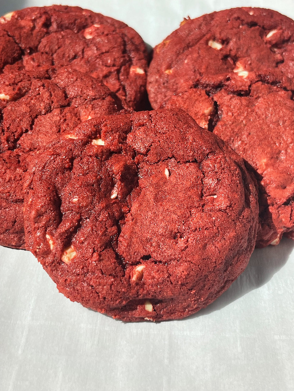 Red Velvet white chocolate chip cookies