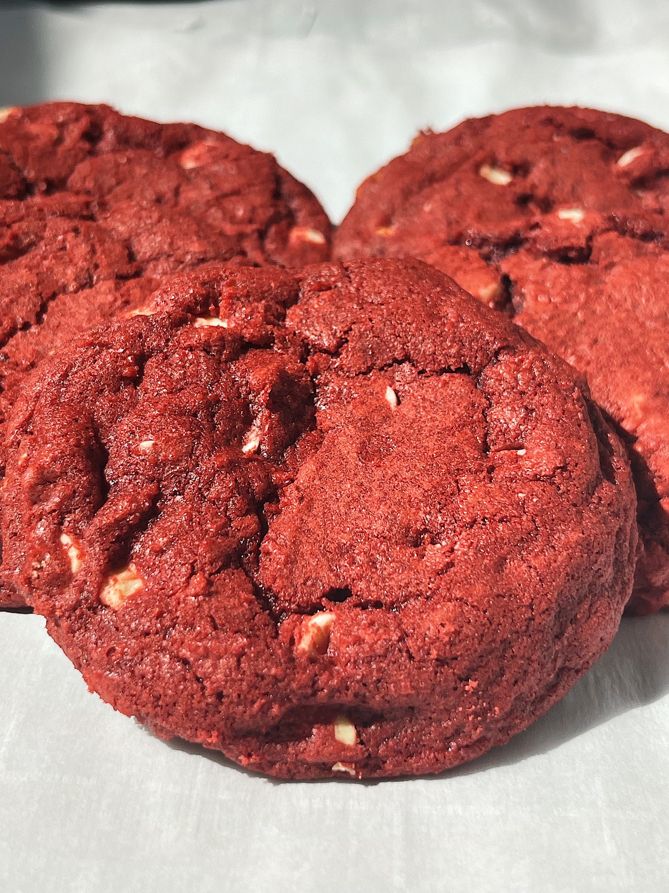 Red Velvet white chocolate chip cookies